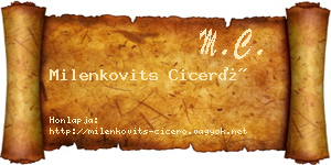 Milenkovits Ciceró névjegykártya